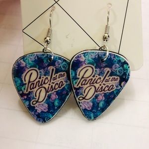 🔥PANIC! at the DISCO vinyl guitar pic earrings🔥